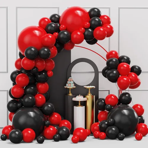 Miniatura 22 de Kit de arco de guirnalda de globos de color dorado y negro, 134 globos metálicos dorados y negros con diferentes tamaños para graduación