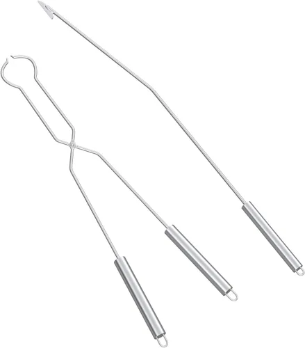 Juego de pinzas para hoguera para estufa individual, pinza de chimenea de 37 pulgadas y agarrador de troncos de 33 pulgadas, accesorios de