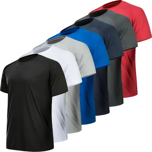 Miniatura 6 de MLYENX Paquete de 7 camisetas de entrenamiento para hombre, secado rápido, absorben la humedad, camisetas atléticas para hombre