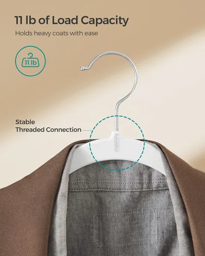 Miniatura 3 de SONGMICS - Perchas para ropa, paquete de 50 perchas de plástico para abrigos, ahorro de espacio, blanco en nube UCRP050W05 Blanco Nube