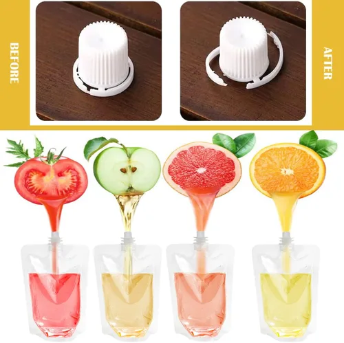 Miniatura 3 de DOERDO - 100 bolsas de bebidas, bolsas de jugo, frascos, transparentes, de pie, para café, agua, cerveza, jugo, leche, 6.8 fl oz/6.8 onzas
