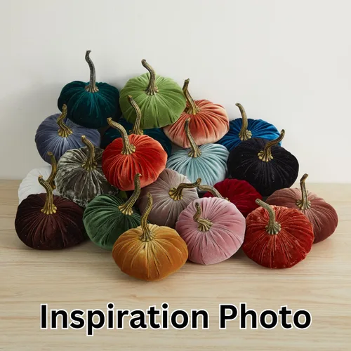 Miniatura 8 de Your Heart's Content Juego de 4 calabazas pequeñas de terciopelo, decoración del hogar hecha a mano, decoración de manto festivo, centro de mesa