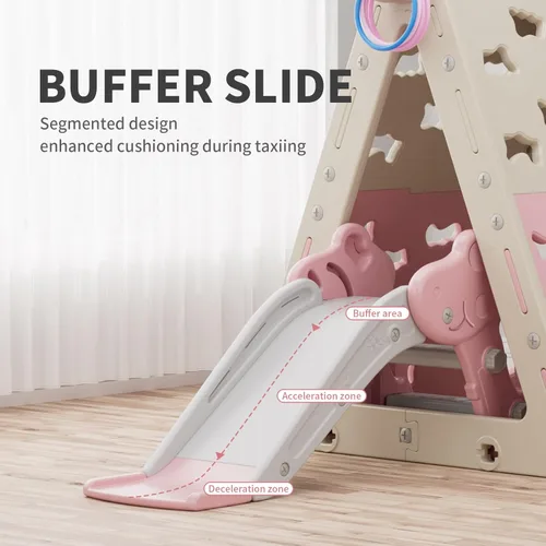 Miniatura 4 de UNICOO Juego de pirámide de escalada multifuncional 7 en 1 con tobogán, juego de escalada y deslizamiento para niños para el hogar, guardería Rosa