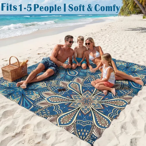 Miniatura 63 de Famstar Beach Blanket Oversized Extra Large 78"X81"/10'X9',Waterproof Sandproof Beach Blanket 2-8 Adults Lightweight Durable for Travel Camping