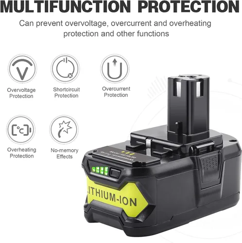 Miniatura 4 de Futurebatt Paquete de 2 baterías de alta capacidad de 18 V y 6.0 Ah para sistema Ryobi ONE+ P102 P103 P105 P107 P108 P109 P122 18 voltios indicador