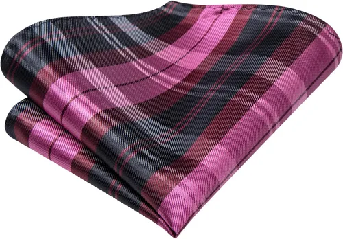 Miniatura 137 de Hi-Tie Corbatas de seda para hombre, diseño de cachemira a rayas, con bolsillo, gemelos cuadrados, conjunto formal de negocios