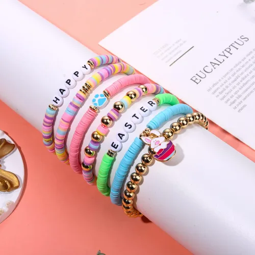 Miniatura 213 de Surfer Heishi - Pulseras apilables para mujer, apilables, de vinilo arcoíris, disco de arcilla, pulseras elásticas para la amistad, joyería bohemia