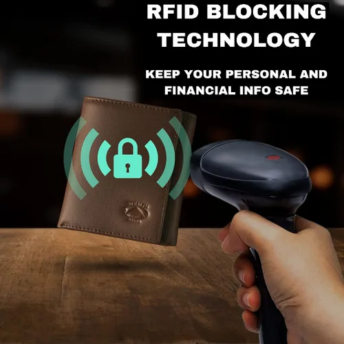 Miniatura 48 de Stealth Mode Cartera de cuero triple RFID para hombres con soporte de identificación abatible (negro)