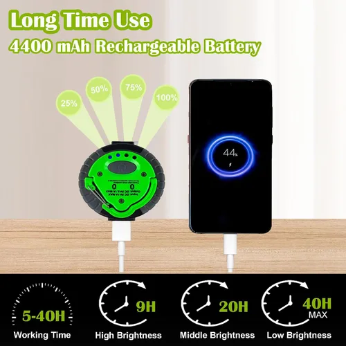 Miniatura 3 de LIT-PaTH - Linterna LED para campamento, luz recargable con base magnética, 4400 mAh, kit de supervivencia para emergencias, huracanes, cortes
