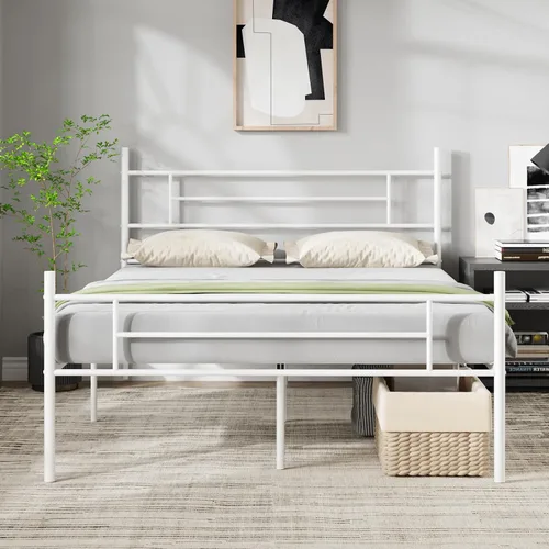Miniatura 14 de Novilla - Base de cama individual con cabecero y estribo, base de cama de plataforma metálica de 14 pulgadas, almacenamiento debajo de la cama