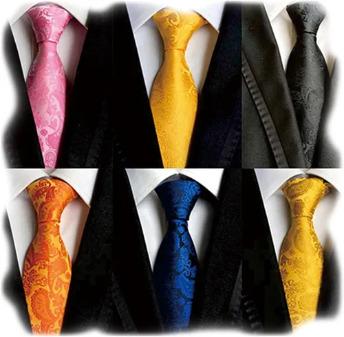 Miniatura 12 de WeiShang Lote de 6 corbatas clásicas de seda para hombre, corbatas tejidas jacquard