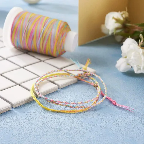 Miniatura 5 de Elecrelive - Cuerda de cera de color degradado de 250 yardas, 0.020 in, cuerda de poliéster con revestimiento de cera, cuerda redonda de macramé