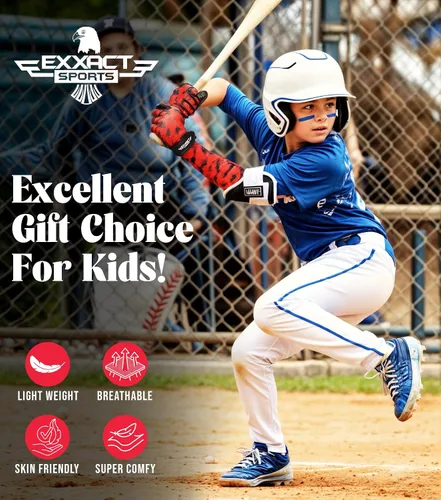Miniatura 5 de Guantes de bateo para jóvenes de Exxact Sports con mangas para brazos para niños y niñas, guantes de béisbol para niños para bateo de sóftbol