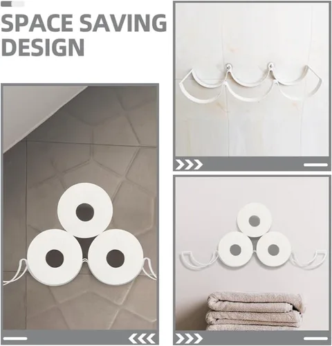 Miniatura 6 de STOBAZA Soporte de papel higiénico en forma de onda, soporte de pared, estante de pañuelos de 14.76 x 4.33 x 2.95 pulgadas, organizador de baño