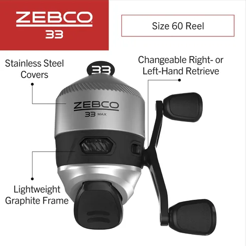 Miniatura 2 de Zebco 33 Spincast - Carrete de pesca, recuperación intercambiable a derecha o izquierda, alerta de mordida incorporada, engranajes totalmente