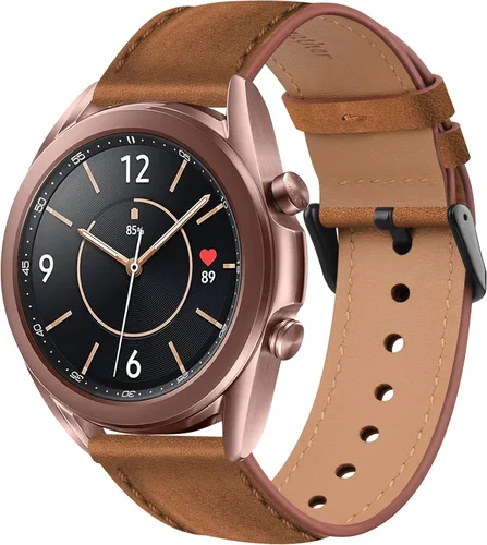 Miniatura 8 de Meliya Correa de cuero para Samsung Galaxy Watch 3 bandas de 1.614 in para mujeres y hombres, correa de repuesto ajustable de cuero suave de 0.787