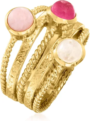 Miniatura 3 de Ross-Simons Moonstone, Pink Opal and .60 Carat Pink Quartz Ring in 18kt Gold Over Sterling
