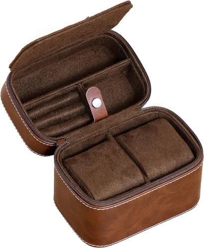Miniatura 5 de Juego de regalo Caja de reloj de cuero con 6 ranuras con cajón de valet, organizador de exhibición de lujo para reloj, forro de microgamuza, caja