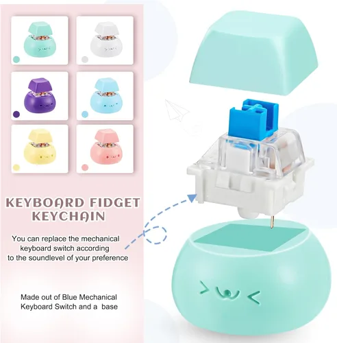 Miniatura 5 de Taiyin - Teclado de juguete con clic, llavero de juguete para la ansiedad, juguete de descompresión, botón de alivio del estrés, regalo para adultos