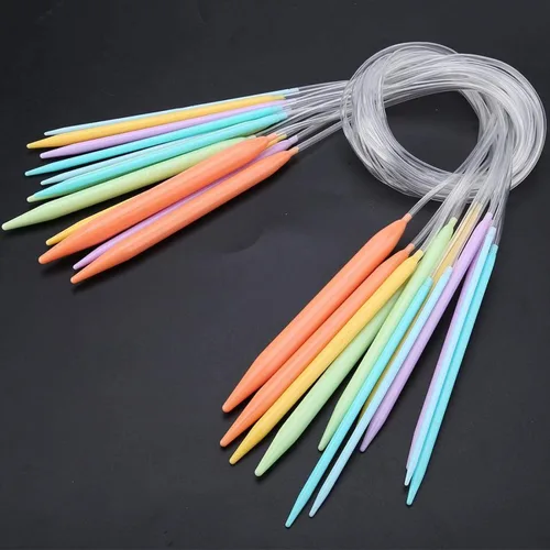Miniatura 4 de 12 agujas de tejer circulares, agujas de tejer de plástico para tejer, tejer hechas a mano, 0.138 in-0.472 in, 31.5" de longitud (32")