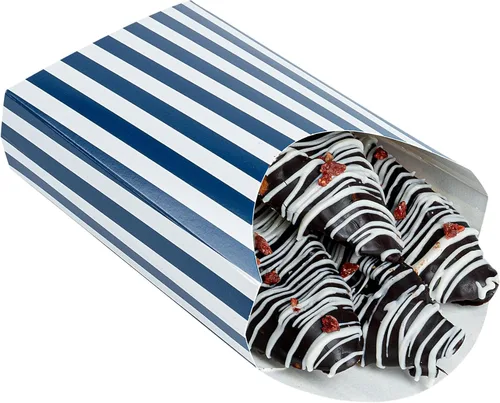 Miniatura 12 de Restaurantware Bio Tek - Taza de papas fritas desechables de 4.7 x 3.5 x 5.1 pulgadas, 100 vasos desechables para refrigerios, papel azul y blanco