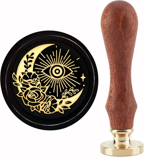 Miniatura 26 de CRASPIRE Sello de cera de pata de gato, sello de cera de sellado de 1.181 in, retro, vintage, extraíble, latón con mango de madera, para 1.181