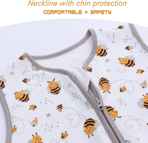 Miniatura 4 de Miracle Baby Saco de dormir con pies - 0.5 TOG 100% algodón transpirable, diseño sin mangas, saco de dormir para bebé