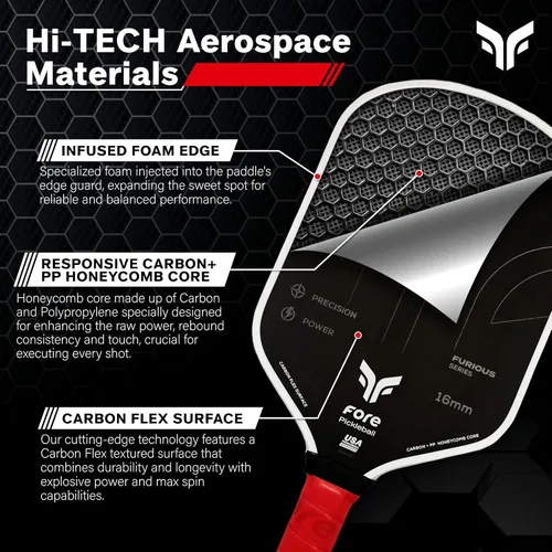 Miniatura 3 de Havok Pro Pickleball Paddle: Carbon Fiber Surface for Enhanced Power, Precision and Maximum Spin - Large Sweet Spot and USAPA Approved Rojo