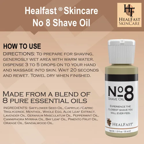 Miniatura 3 de HealFast Aceite de afeitado No. 8, 1 oz, aceite de afeitado premium para hombres y mujeres, ayuda a prevenir quemaduras de afeitar, arrastrar