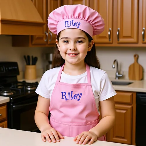 Miniatura 4 de Delantal bordado personalizado y sombrero de chef para niños y niñas, regalo divertido en la cocina (añade un juego de nombre, largo con sombrero)
