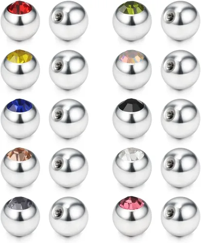 Miniatura 18 de Ruifan - 60-80 unidades, bolas de repuesto de acero quirúrgico 316L, joyería corporal, piercing, 16G 14G, producto unisex, para roscar en barra