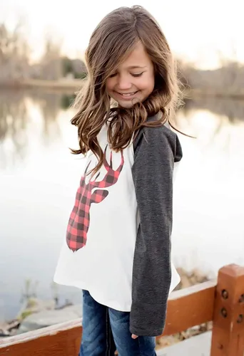 Miniatura 5 de Trajes de Navidad mamá y mí moda ciervos impresión de manga larga camiseta blusa tops a juego trajes familiares