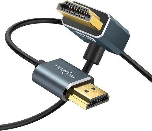 Miniatura 8 de Twozoh Cable HDMI flexible a HDMI en ángulo descendente de 90° 1 pie, cable HDMI ultra delgado y delgado compatible con 3D/4K @60Hz