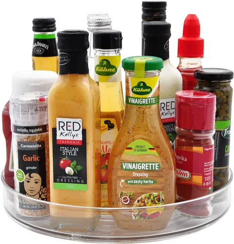 Miniatura 8 de Amolliar Lazy Susan de 2 niveles de 11 pulgadas, organizador giratorio para gabinete, cocina, nevera, encimera, baño, organizador de despensa