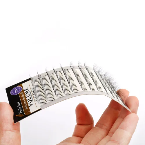 Miniatura 5 de Bella Hair Extensiones de pestañas rusas 3D con volumen, rizo C/D prefabricado, abanico de pestañas de volumen de 10/12/0.551 in de grosor, 0.003