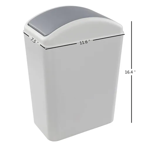 Miniatura 2 de Paquete de 3 cubos de basura de 4.5 galones con tapa abatible, cubo de basura delgado de plástico con parte superior extraíble, cubo de basura