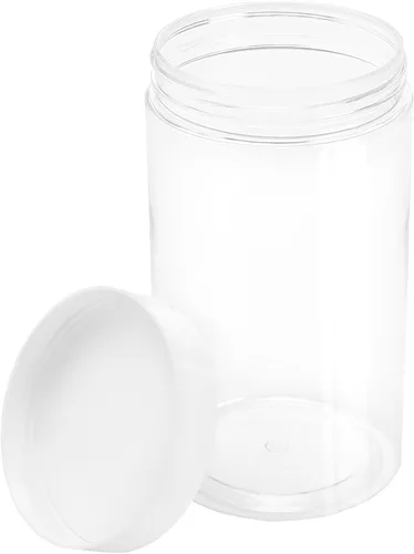 Miniatura 4 de 30 recipientes de limo de 14 onzas con tapas blancas, tarros de plástico transparente de boca ancha, pequeños recipientes de plástico transparente