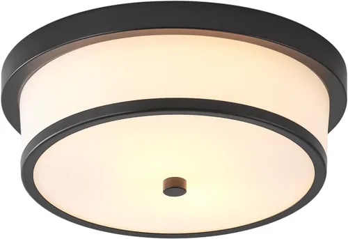 Miniatura 14 de Lámpara de techo empotrada de 16 pulgadas, 3 lámparas cerca del techo con acabado negro para sala de estar, dormitorio, cocina, comedor (negro)