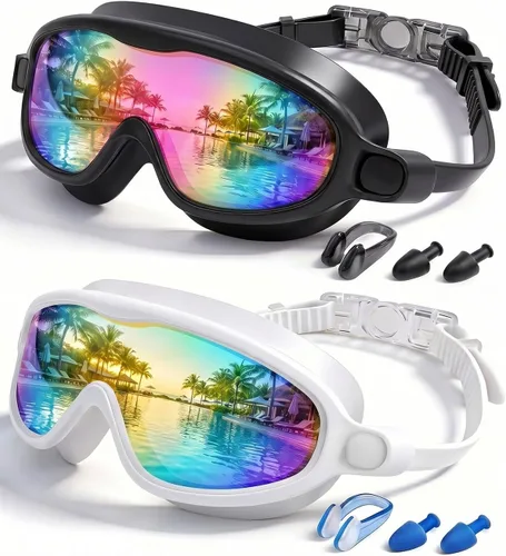Miniatura 8 de Gafas de natación para niños, paquete de 2, antiempañamiento y rayos UV para niños y niñas, sin fugas, artículos esenciales para la piscina