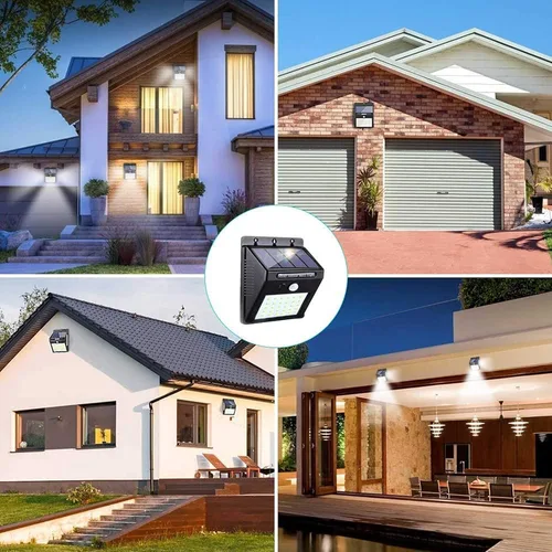 Miniatura 5 de Luces solares con sensor para exteriores, 30 LED, inalámbricas, impermeables, de seguridad, con sensor de movimiento solar, luces de pared