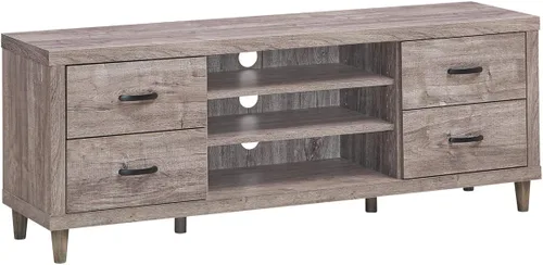 Miniatura 9 de Tangkula Soporte de TV de granja, soporte universal de madera retro para televisores de pantalla plana de hasta 65 pulgadas, 4 cajones y 3 estantes