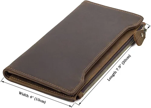 Miniatura 7 de Genda 2Archer Billetera RFID de cuero genuino vintage para hombre, Marrón, Vintage