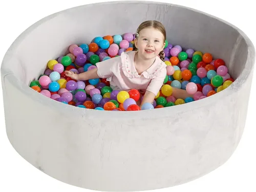 Miniatura 9 de TRENDBOX Piscina de pelotas de espuma para niños pequeños, 35x11 pulgadas, piscina de bolas suave para bebés con cubierta de terciopelo lavable