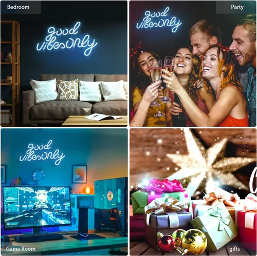 Miniatura 6 de Letreros de neón Good Vibes Only para decoración de pared, luces LED de neón, letreros adecuados para sala de estar, bar de cerveza, sala
