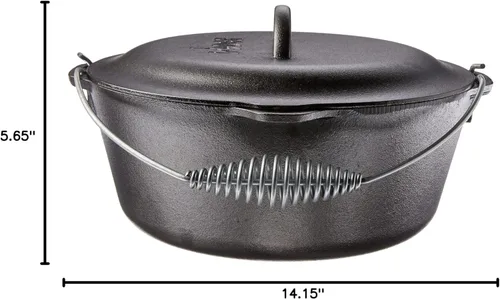 Miniatura 24 de Lodge Horno holandés de hierro fundido pre-sazonado de 5 cuartos de galón con tapa, mango de alambre para una fácil transferencia de la superficie