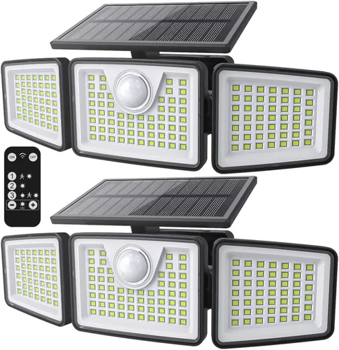 Miniatura 9 de Daphino - Luces solares para exteriores de 2500 lm con sensor de movimiento, luces de calle de 3 cabezales con ángulo amplio de 270°, iluminación