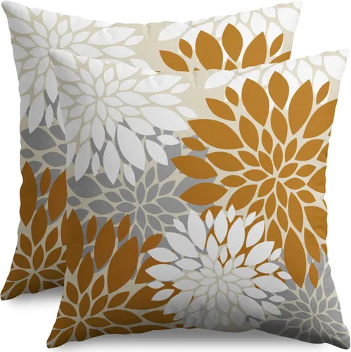 Miniatura 15 de Fundas de Almohada Azul Aguamarina 16X16 Pulgadas Juego de 2, Flores de Dalia Primavera Verano Floral Crema Fundas de Almohada Decorativas