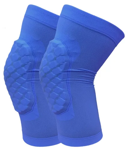Rodilleras de baloncesto para niños, rodilleras de voleibol, mangas de baloncesto con panal de abeja, mangas de béisbol para niños y niñas, Azul