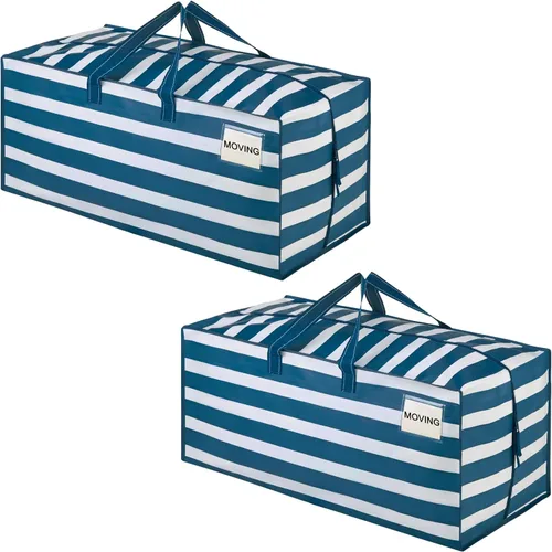 Miniatura 45 de VENO Paquete de 2 bolsas de mudanza, correas de mochila, mudanza, cajas de almacenamiento universitario, con tapas, resistentes, extragrandes, asas