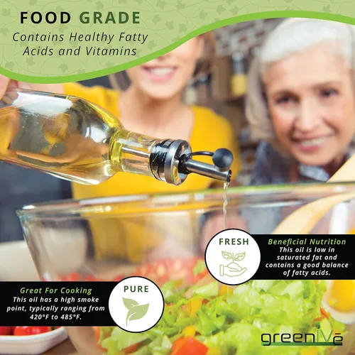 Miniatura 3 de GreenIVe Aceite de semilla de uva cultivado naturalmente 100% puro prensado en frío sabor ligero alta temperatura cocina 32 oz